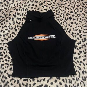 Harley-Davidson Black and Orange Crop Top